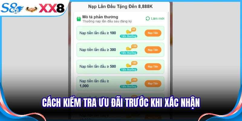 Cách kiểm tra ưu đãi trước khi xác nhận