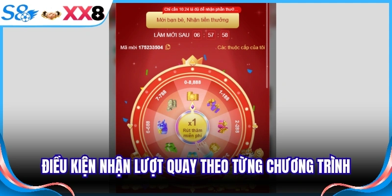 Điều kiện nhận lượt quay theo từng chương trình