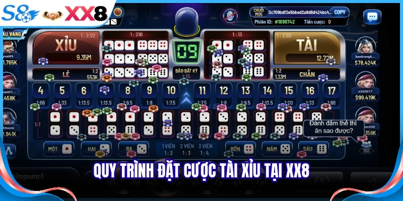 Quy trình đặt cược tài xỉu tại XX8