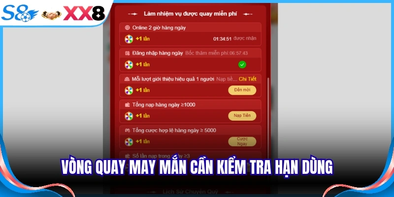 Vòng quay may mắn cần kiểm tra hạn dùng